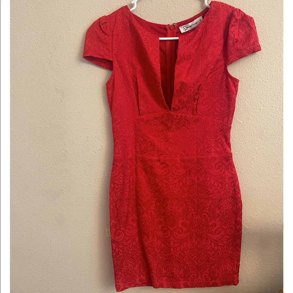 Red mini dress
